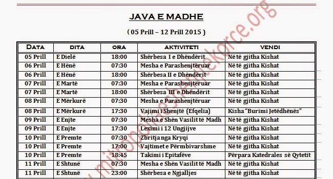 Programi i Javës së Madhe në Mitropolinë e Shenjte Korçë!